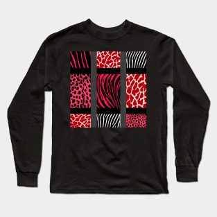 Red Mixed Animal Print Long Sleeve T-Shirt